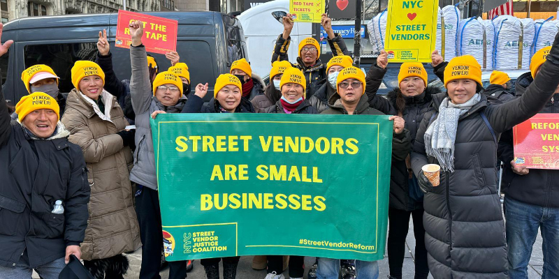 Street Vendor Project members at a rally.