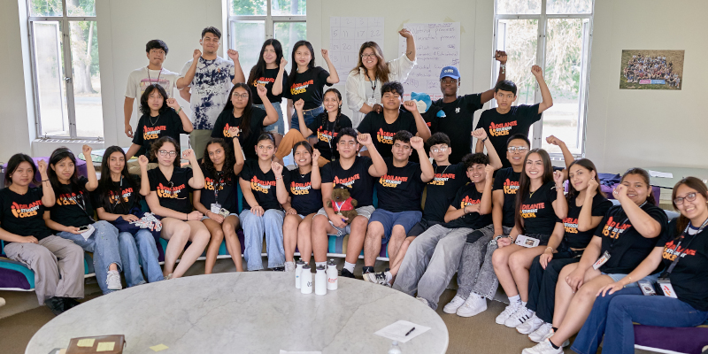 Adelante Student Voices posing for a group photo.